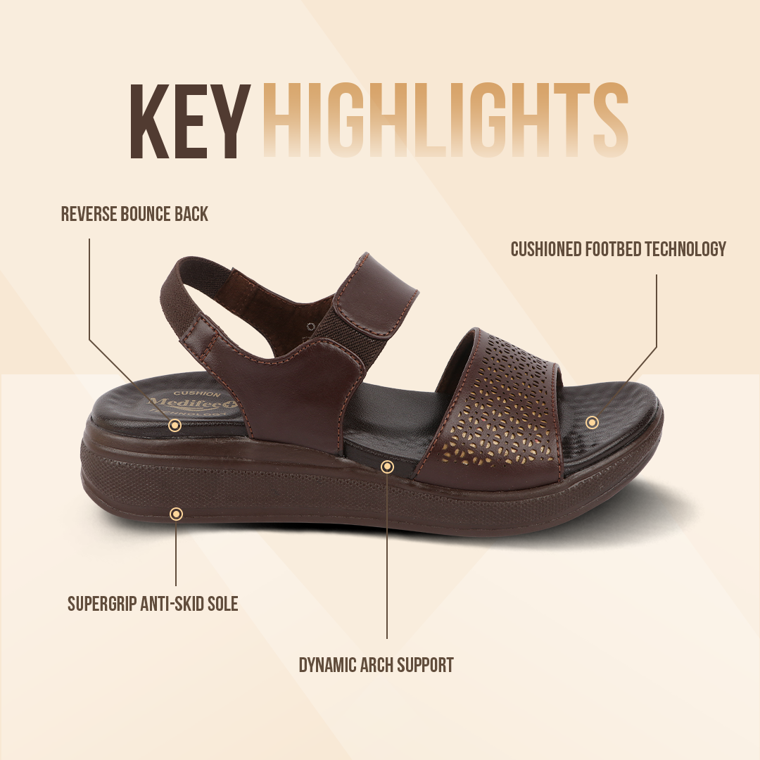 Medifeet Women’s Two Strap Sandals (with Stretchable Back Strap and Arch Support)